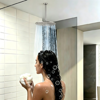 Bras de Douche Moderne de 6 Pouces en Nickel Électroplaqué avec Fonction Pluie, Support Mural en Acier Inoxydable pour Douche de Bain