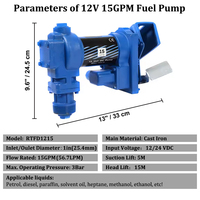Pompe de transfert de carburant avec débitmètre, robuste, antidéflagrante, 12 V CC, 15 GPM, pour bidon de carburant essence