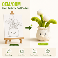 Mainan Tanaman Pot Plush dengan Wajah Tersenyum dan Daun Pom Pom, Tanaman Boneka Hijau Lembut untuk Dekorasi Rumah