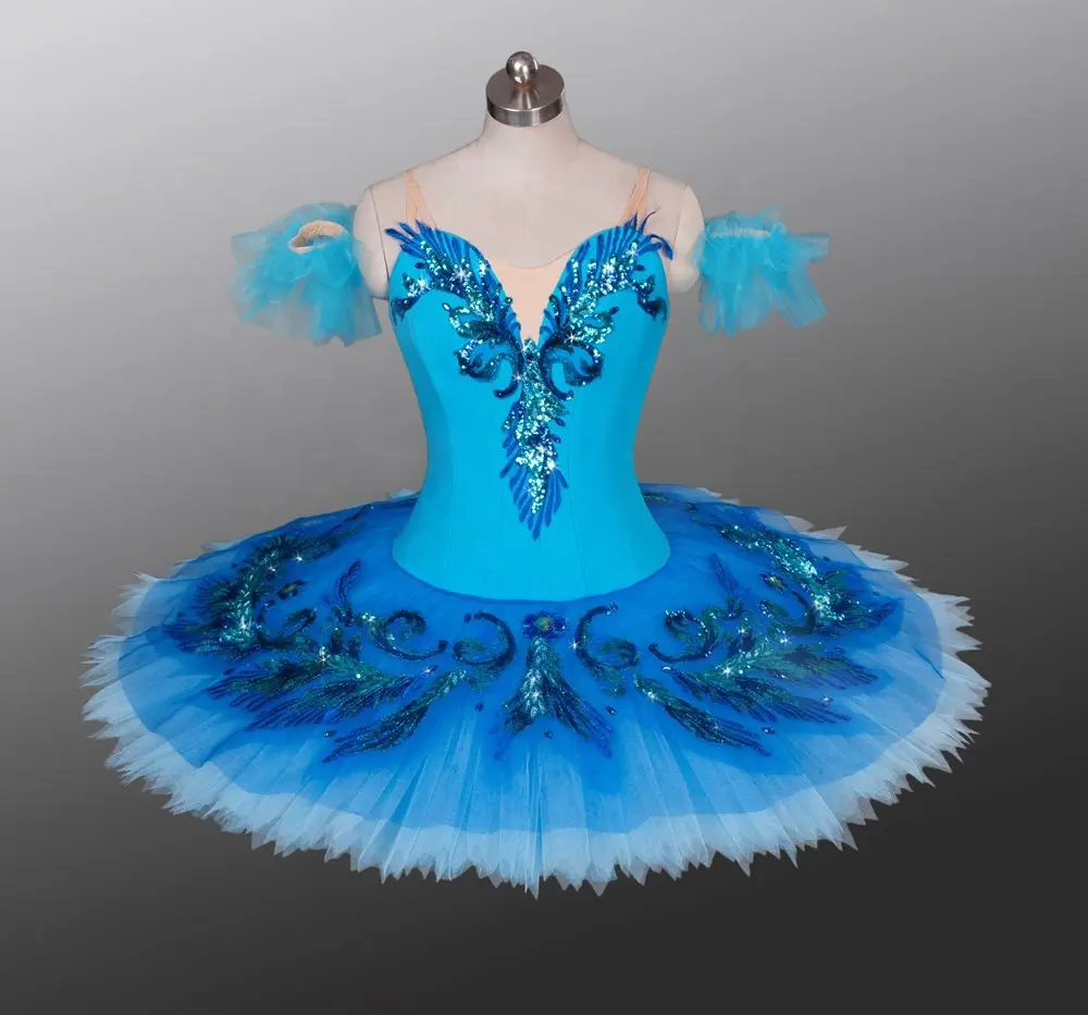 Ballet tutu professional women Blue Bird Crocheted Yarn Ruffle Tulle Colorful Tutu Dress Adult blue classical Ballet Tutu