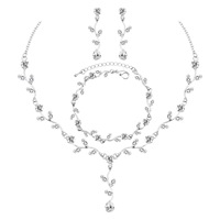 Collier et boucles d'oreilles plaqués or pour mariage, ensemble de bijoux assortis pour banquet