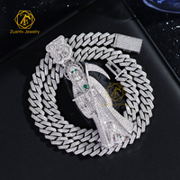 18K Plaqué Or 925 Argent Numéro Sainte Mort Muerte Statue Pass Diamant Testeur Père Noël Pendentif pour Hommes Moissanite Pendentifs Charmes