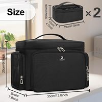 Trousse de Maquillage Portable Grande Taille TANTO en Tissu Éponge avec Fermeture Éclair, 2 Pochettes Amovibles et Séparateurs Détachables pour Voyage et Rangement de Produits de Beauté