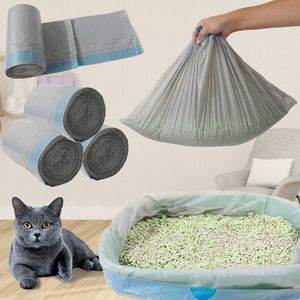 Sacs à cordon biodégradables personnalisés pour litière de chat, grands sacs à déjections pour animaux de compagnie, gestion des déchets, pelle à litière - Product Image 6