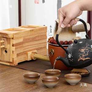 เตาชาไม้ทำมือพร้อมที่เป่าลมสำหรับชุดชงชา - Product Image 2