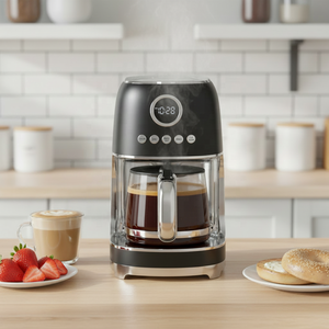 <span class=keywords><strong>Cafetera</strong></span> Eléctrica Nueva de Acero Inoxidable de 10 Tazas con Ajustes Programables, Diseño Retro, Función de Pausa y Mantenimiento de Calor - Product Image 1