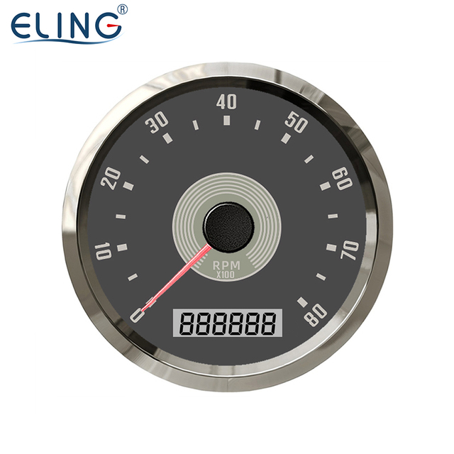 ELING Universal 85mm Gasoline Engine Tachometer 8000RPM Meter With Hour Meter With Red and Yellow Backlight 12V 24V for Auto RV