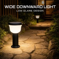 Lampe solaire de jardin 260LM LED 5W, corps en aluminium givré, IP65, lumière blanche chaude, montage en surface, pour allée, cour, patio