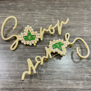 <span class=keywords><strong>Grande</strong></span> broche en perles SOROR plaquée or, motif fleur violette Delta Sigma Theta, pour membre de la sororité, style Diva, pour revers de veste - Product Image 3