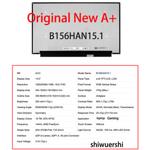 15,6 inch laptop LCD-scherm, slank ontwerp, EDP 40-pins B156HAN15.1 B156HAN15.2 B156HAN15.J B156HAN15.K B156HAN10.1 B156HAN10.0 B156HAN10.2 - Product Image 2
