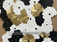 Mosaïque de marbre de luxe en forme de lotus, motif floral blanc Thassos, mélange de coquillages, pour mur, sol, crédence, cuisine, salle de bain
