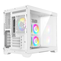 Boîtier de PC de jeu M-ATX en verre incurvé, boîtier d'ordinateur de bureau RGB, verre trempé incurvé 3D, tour moyenne Micro ATX, boîtier d'ordinateur de jeu