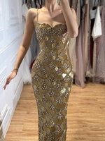 Robe de soirée sirène dorée à fines bretelles Serene Hill LA73733 2026 – Robes de soirée de luxe perlées pour femmes