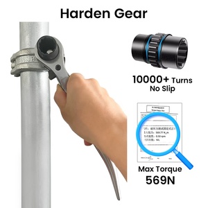 19/21MM Reversible Scaffolding <strong>Podger</strong> Ratchet <strong>Spanner</strong> Drop Forged Durable Crv Socket Carbon Steel Handle Short Curved Tail - Product Image 4