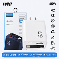 Chargeur Adaptateur Mural 65W GaN Tech Type-A Type-C avec Câble Rétractable, Design Mince, PD3.0 QC, Prise US pour Ordinateur Portable et Tablette – Approvisionnement Direct