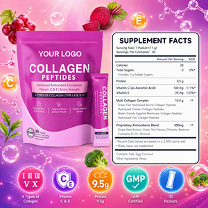 Paquetes de polvo de péptidos de colágeno Multi tipo I II III V X Mezcla de antioxidantes Vitamina C E Grass Fed Non-GMO Soporte inmunológico para adultos - Product Image 2