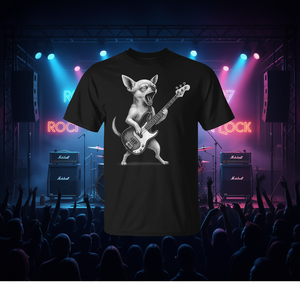 T-shirt pour amoureux des chiens, Chihuahua jouant de la guitare basse, musique rock - Product Image 3