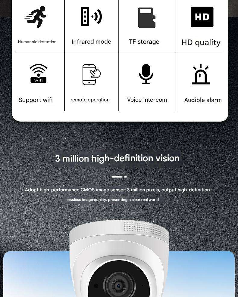 Night Vision Full HD 1080P 2MP Indoor Carecam Camera Security Wireless WiFi Dome Camera · image 3