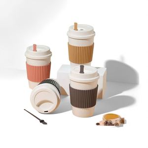 Custom <b>Reusable</b> Eco Friendly Wheat Straw Material Mini Pink Blue Red Green Color Silicone Coffee <b>Cup</b> - Product Image 2