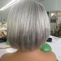 Pelucas frontales de encaje personalizadas en gris salpimado, cabello humano virgen, peluca frontal de encaje suizo HD 13*4 sin pegamento, peluca bob con cierre HD 5*5