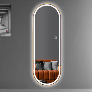Tùy chỉnh hình bầu dục đặc biệt LED chảy ánh sáng thời gian hiển thị nhiệt độ Màu Đen Đóng Khung thông minh gương - Product Image 6