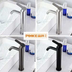 Robinet de salle de bain monocommande monotrou en acier inoxydable <span class=keywords><strong>noir</strong></span> avec cartouche céramique, design minimaliste - Product Image 3