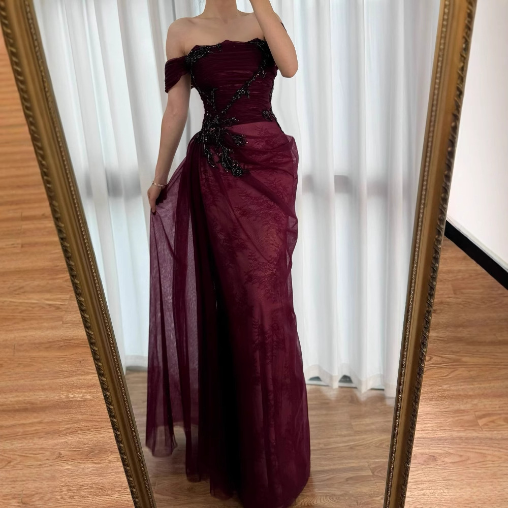 evening gown wedding guests off shoulder lace gold