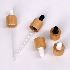 18/415 new style bamboo dropper cap white and black dropper top 18 mm wood bamboo glass dropper pipette