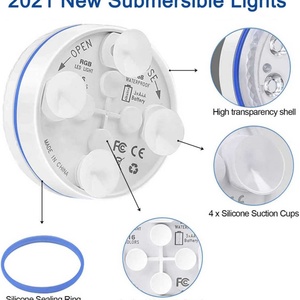 Lumière LED submersible étanche IP68 RGB pour piscine, avec télécommande RF, 13 perles, ventouse, fonctionne sur piles, lumière de douche - Product Image 4