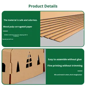 Kit de Casa de Papel 3D Ecológico para Niños - Juguete de Cartón para Colorear y Dibujar, Rompecabezas de Ensamblaje Manual para Educación Temprana Creativa - Product Image 4