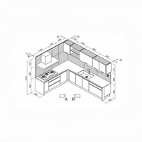 Meubles de cuisine modulaires modernes en bois massif, designs professionnels tout-en-un pour villa