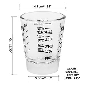Verres à shot doseurs en <span class=keywords><strong>verre</strong></span> épais pour espresso et liquides, avec graduations de 26 mesures : 1 oz, 6 cuillères à café, 2 cuillères à soupe, 30 ml - Product Image 3