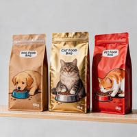 Sacs individuels imprimés résistants à l'humidité de 0,5 kg à 5 kg pour aliments pour animaux de compagnie, scellés sur huit côtés avec fermeture éclair, en matériau BOPP/AL/PE pour chats