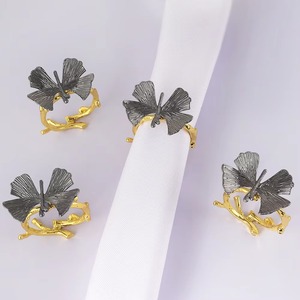 Anneaux de serviette en fer de mariage en or brun de luxe Rotin naturel Conception de Palma Stocké Écologique Durable Flocon de neige Citron - Product Image 5