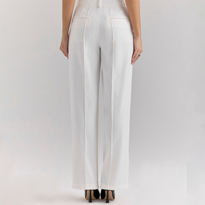 Chic <strong>White</strong> <strong>Wide</strong> <strong>Leg</strong> High Waist Tailored <strong>Trousers</strong> for <strong>Women</strong> Elegant Office Pants - Product Image 3