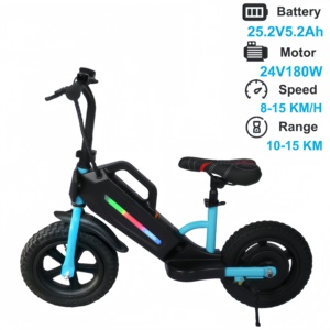 <span class=keywords><strong>Trottinette</strong></span> électrique bleue pour enfants, 12 pouces, pneus larges, avec lumière LED et siège réglable en hauteur - Product Image 2
