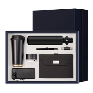 लक्जरी प्रचार कस्टम pu चमड़े नोटबुक पेन वैक्यूम बोतल के साथ यूएसबी फ्लैश ड्राइव छाता पावर बैंक बिजनेस गिफ्ट बॉक्स सेट - Product Image 1
