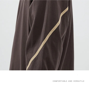 เสื้อยืดคอกลมแขนยาวผ้าฝ้ายแท้สำหรับผู้ชายเสื้อยืดคอกลมทรงหลวม - Product Image 2