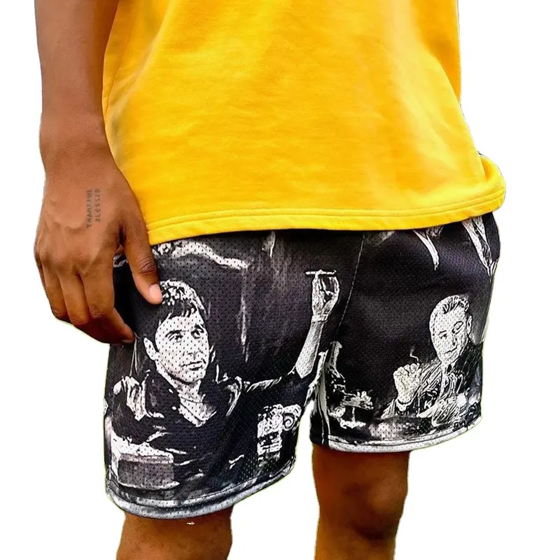 Custom Summer Mesh Shorts Men Sublimation Dtg Printing Polyester 5 Inch Inseam Men's Gym Mesh Shorts Manufacturer
