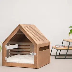 Maison moderne pour chien et chat avec porte en acrylique, lit pour chien, lit pour chat, mobilier d'intérieur pour animaux de compagnie