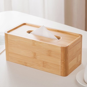 Bamboo Tissue Box <b>Rectangle</b> Minimalist Design For Living Room Desktop Storage - Product Image 1