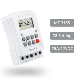 MT316S 25A 12VDC 28 On/Off Din Rail Weekly Countown Timer Electric Programmable Energy Saving Power Function Timer Switch