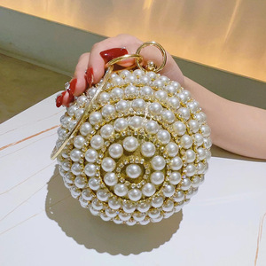 Women's ABS Spherical Dinner Banquet Small Clutch Shoulder <b>Bag</b> with Diamond Accents Pearl Design Chain Strap Spring 2025 - Product Image 3