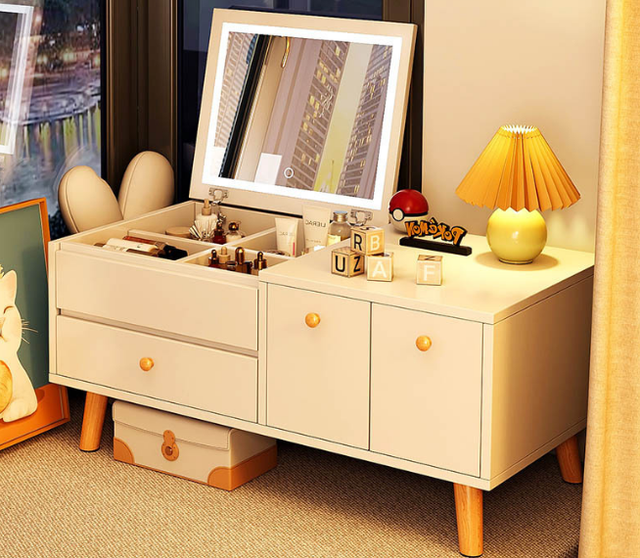 Bedroom Dresser Modern Simple Makeup Table Small Household MakeupTable by Window Storage Cabinet Integrated Dressing Table