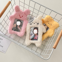 Porte-clés en peluche personnalisé, motif dessin animé mignon, figurine Kpop d'idole coréenne, en tissu de coton, personnalisable, avec ensemble de cartes transparentes
