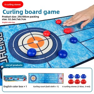 Jeu <span class=keywords><strong>de</strong></span> curling <span class=keywords><strong>de</strong></span> table portable, <span class=keywords><strong>tapis</strong></span> <span class=keywords><strong>de</strong></span> curling enroulable, jeu <span class=keywords><strong>de</strong></span> <span class=keywords><strong>glisse</strong></span> <span class=keywords><strong>de</strong></span> pierres, jeu d'interaction parent-enfant, fabrication sur mesure - Product Image 6