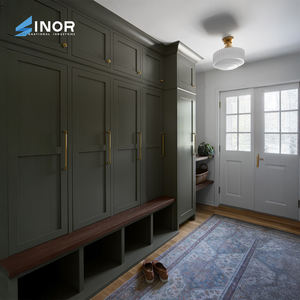 Modern <b>Floating</b> Wooden Wardrobe Wall Mounted Solid Wood <b>Frame</b> Space Saving Storage for Contemporary Bedroom - Product Image 5