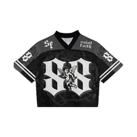 Tontons personnalisé Sublimation Football américain Boxy recadrée maillot pour hommes col en V recadrée t-shirt maille Football maillot haut court