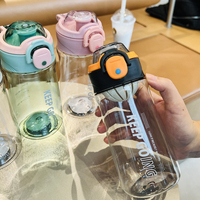 Tasse à boire étanche transparente en plastique de grande capacité Bouteille d'eau potable de sports d'été portable pour les enfants