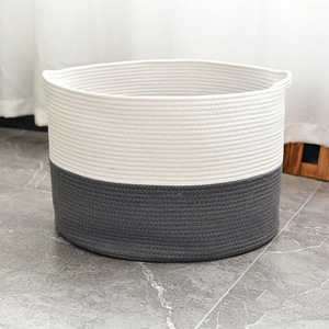 Foldable Nordic cotton rope <b>basket</b>, cotton rope woven storage <b>basket</b>, home sundries storage <b>basket</b> manufacturer, extra <b>large</b> - Product Image 2